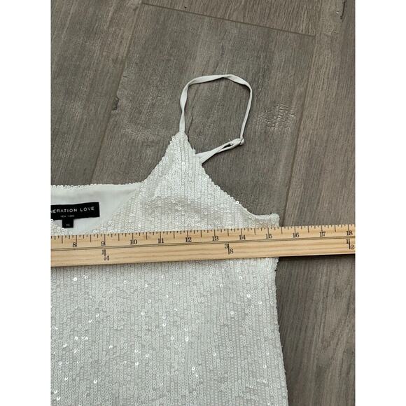NWOT Generation Love Astrid Womens White Sequin Strap Spaghetti Mini Dress XS - Picture 6 of 7